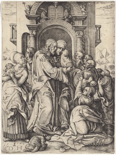 De Maagd Maria neemt afscheid van Christus door Daniel Hopfer