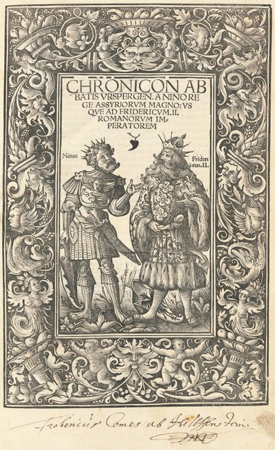 Chronicon Abbatis Urspergen door Daniel Hopfer and Burchardus Biberacensis, Provost of Ursperg