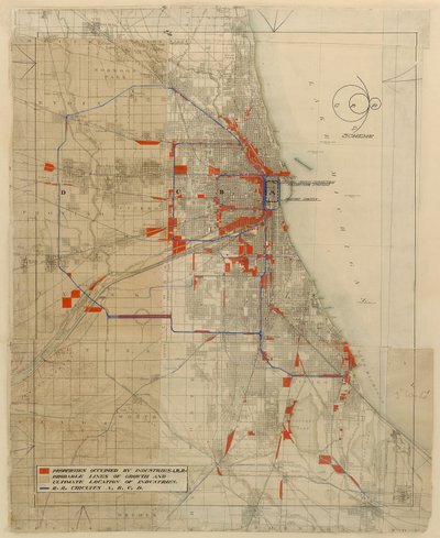 Plan van Chicago, Chicago, Illinois, Spoorcircuitdiagram door Daniel Hudson Burnham