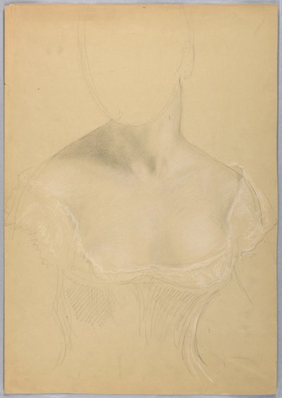 Borstbeeld van een vrouw, mogelijk studie voor portret van mevrouw Rutherford B. Hayes door Daniel Huntington