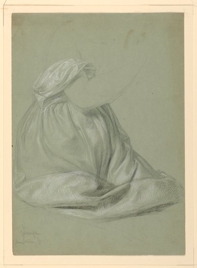 Draperiestudie voor "Een Magdalena" door Daniel Huntington
