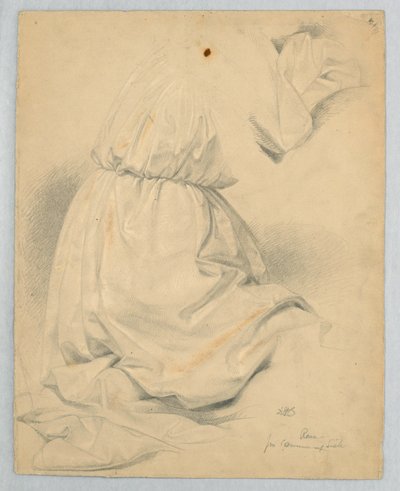 Draperiestudie voor Knielende Figuur in "Communie van de Zieken" door Daniel Huntington