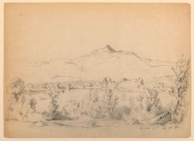 Tekening, Chocorua Pond and Mountain, New Hampshire, 28 september 1854 door Daniel Huntington