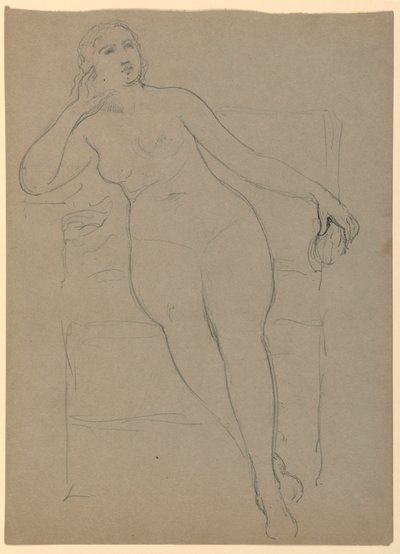 Tekening, Zittend vrouwelijk naakt, 1870-80 door Daniel Huntington