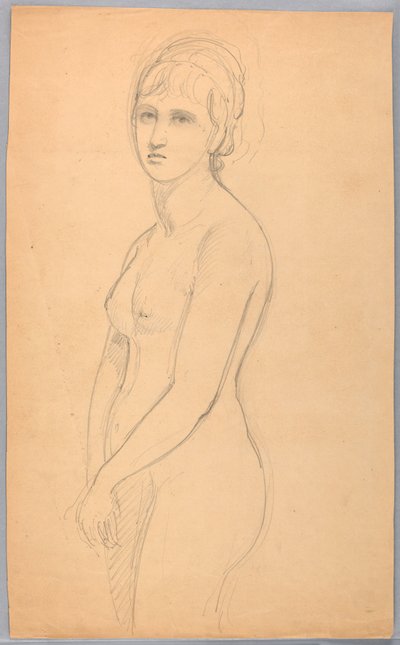 Tekening, staand vrouwelijk naakt, 1860-70 door Daniel Huntington