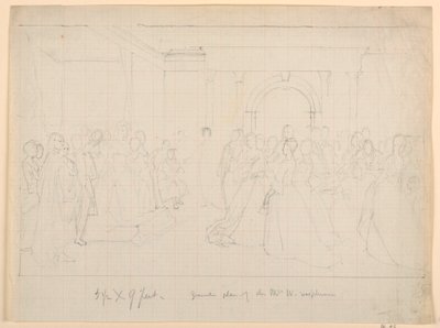 Tekening, Algemeen plan voor Martha Washington-receptie, 1860 door Daniel Huntington