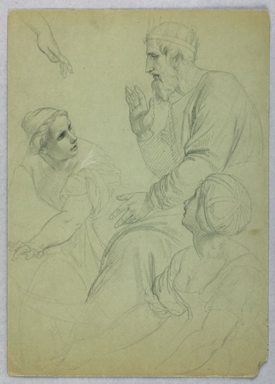 Tekening, Koning en twee vrouwen, Gescheiden, ca. 1845 door Daniel Huntington