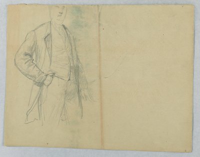 Tekening, Mr. Samuel Ward Sr., staand met hand in zak, 1880 door Daniel Huntington