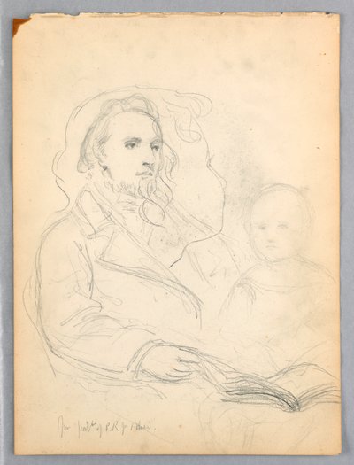 Tekening, Schetsen voor "Les van Liefde" en portret van Peter Richards, Jr., 1849 door Daniel Huntington