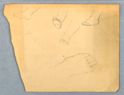 Tekening, Studies van de linkervoet van een kind, 1845-55 door Daniel Huntington
