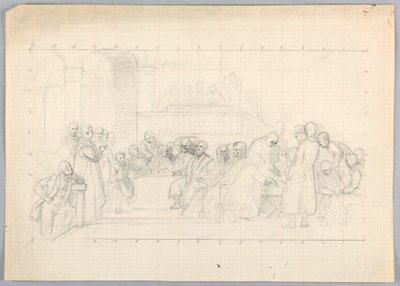 Tekening, Studie voor "Wetenschappelijke Groep", 1858 door Daniel Huntington