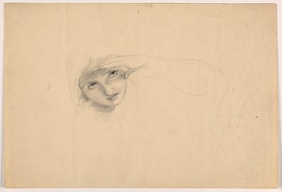 Tekening, Vrouw die haar ogen afschermt, ca. 1844 door Daniel Huntington