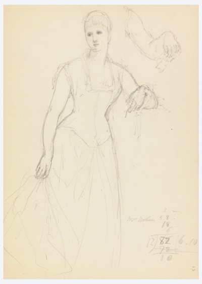 Schets voor een portret van Bella Worsham door Daniel Huntington