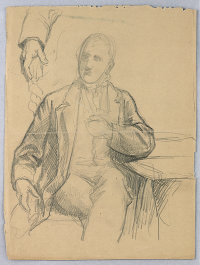 Schets van zittende man in fauteuil door Daniel Huntington