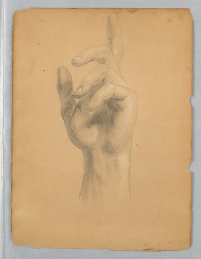 Studie van de hand van een engel voor "Mercy