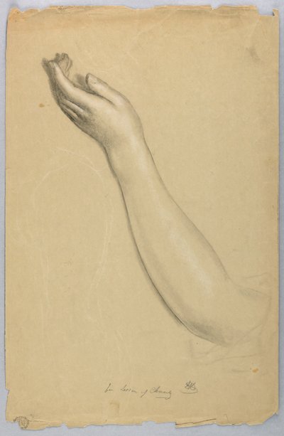 Studie van Linkerhand voor "Les van Liefdadigheid" door Daniel Huntington