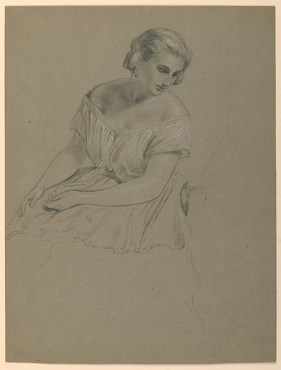 Studie van zittende vrouw voor "Het Republikeinse Hof" (Lady Washington