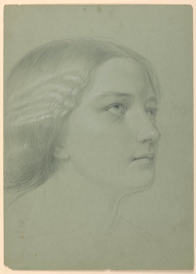 Studie van een vrouwenhoofd voor "Een Magdalena" door Daniel Huntington