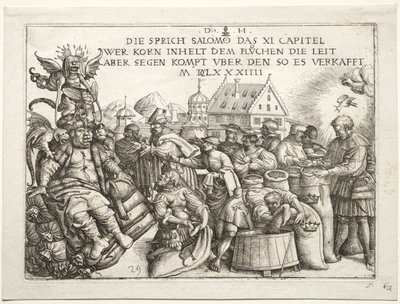 Illustratie bij Spreuken XI (De Graanhamsteraars) door Daniel I Hopfer