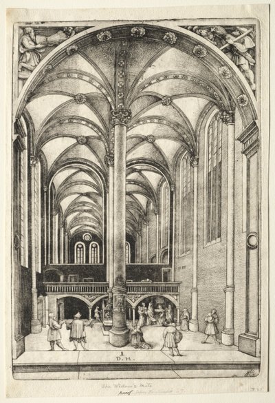Uitzicht in het interieur van de St. Catharinakerk in Augsburg door Daniel I Hopfer