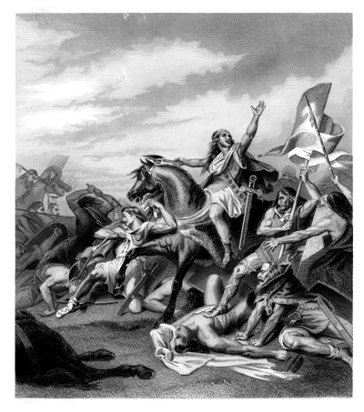 Slag bij Tolbiacum, 496 AD, 1875 door Daniel John Pound
