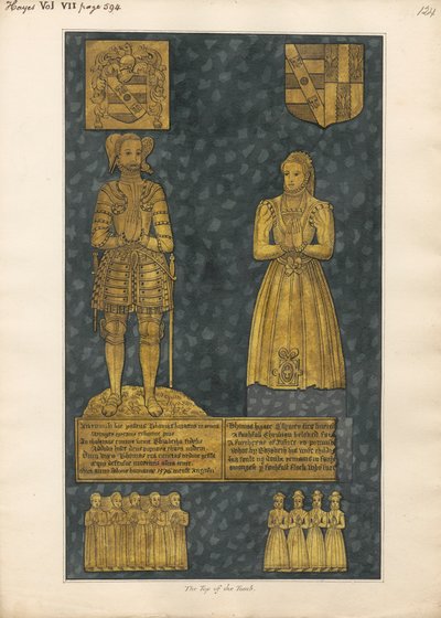 Koperen Plaat bovenop het Graf van Thomas en Elizabeth Higate uit Hayes Kerk door Daniel Lysons