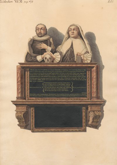 Gedenkteken voor Francis Poulton uit Twickerham Church door Daniel Lysons