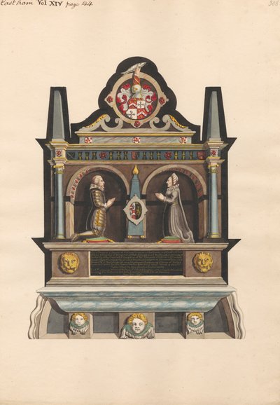 Gedenkteken voor Giles Breame van East Ham Church door Daniel Lysons