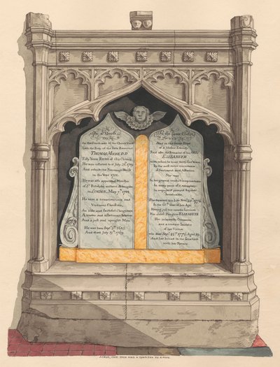 Gedenkteken voor Thomas en Elizabeth Moore en hun dochter Elizabeth, uit Chiselhurst Church door Daniel Lysons