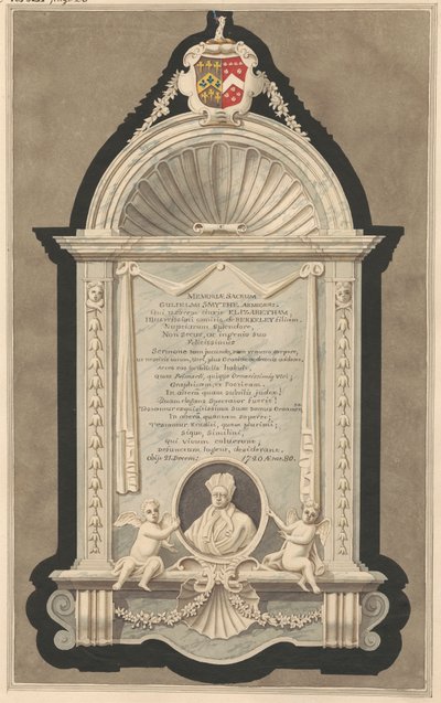 Gedenkteken voor William Smith uit Cranford Church door Daniel Lysons