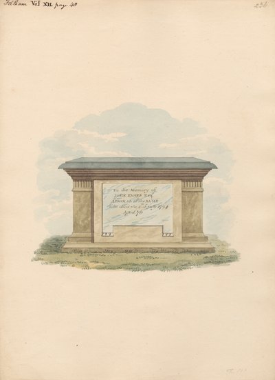 Graf van John Evans van Feltham Church door Daniel Lysons