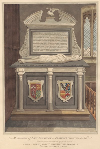 Graf van Lady Elizabeth Berkeley uit Cranford Church door Daniel Lysons