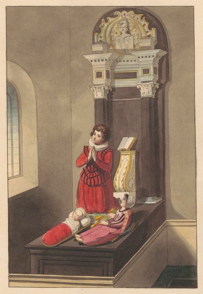 Graf van de drie kinderen van Sir Thomas Savage uit Isleworth Church door Daniel Lysons