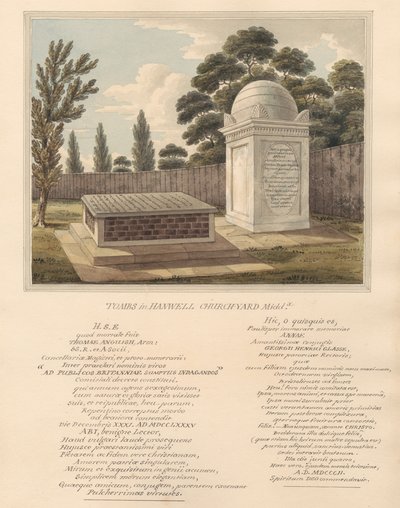 Graven van Thomas Anguish en Anna Glasse, van Hanwell Churchyard door Daniel Lysons
