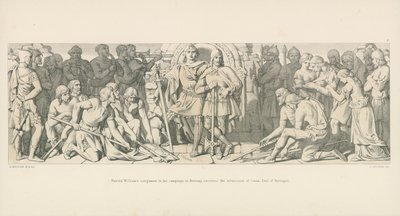 Harold, Williams metgezel in zijn campagne in Bretagne, ontvangt de onderwerping van Conan, graaf van Bretagne door Daniel Maclise