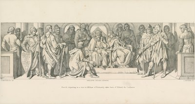 Harold, vertrekkend op bezoek bij Willem van Normandië, neemt afscheid van Edward de Belijder door Daniel Maclise
