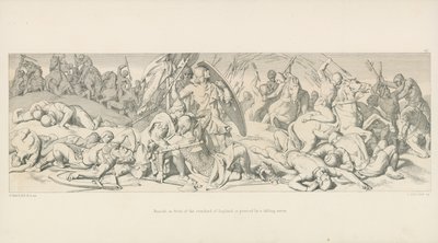 Harold, voor de Standaard van Engeland, wordt doorboord door een vallende pijl door Daniel Maclise