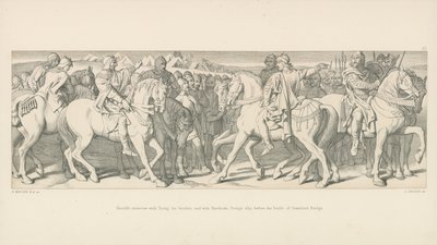 Harolds Interview met Tostig zijn broer, en met Hardrada, Tostigs Bondgenoot, voor de Slag bij Stamford Bridge door Daniel Maclise