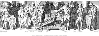 Koning Harold zweert trouw aan Willem van Normandië, ca. 1866 door Daniel Maclise