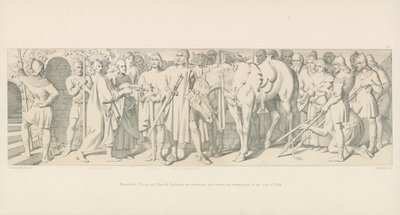 Ondertussen zijn Tostig en Harold Hardrada zegevierend en ontvangen de overgave van de stad York door Daniel Maclise