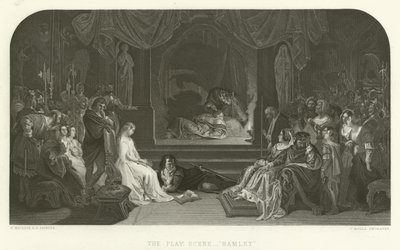 De Toneelscène in Hamlet door Daniel Maclise