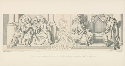 Willem, vastbesloten om Engeland binnen te vallen; vraagt om de hulp van Filips I van Frankrijk en van Baldwin Graaf van Vlaanderen zijn schoonvader door Daniel Maclise