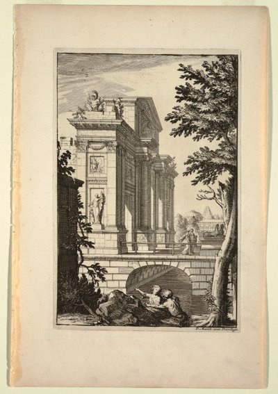 Plaat in Nouveaux Livre de Paysages (Nieuw Boek van Landschappen) door Daniel Marot