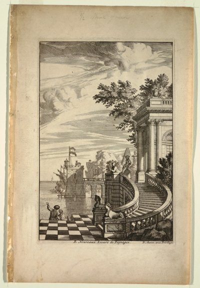 Titelpagina, Nouveaux Livre de Paysages door Daniel Marot