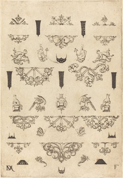 Elf verschillende studs en drieëntwintig ornamenten door Daniel Mignot
