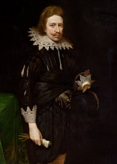 Detail van portret van William Cavendish, 1624 door Daniel Mytens