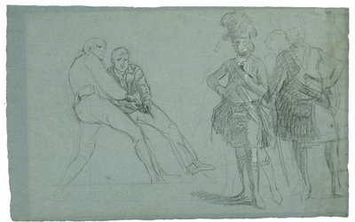 Studie voor Het Beleg van Gibraltar (Studie van luitenant-kolonel Lindsay en figuren die aan een touw trekken), ca. 1786-1787 door Daniel Mytens