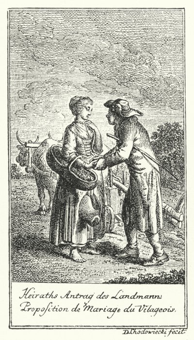 Huwelijksaanzoek van de Boer door Daniel Nikolaus (after) Chodowiecki