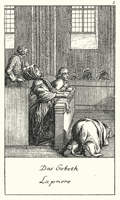 Het Gebed (gravure) door Daniel Nikolaus (after) Chodowiecki