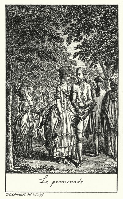 Wandelen (gravure) door Daniel Nikolaus (after) Chodowiecki